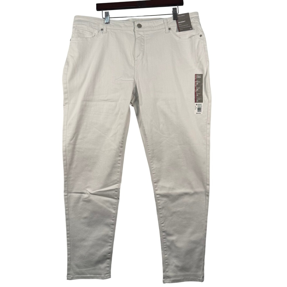 Falls Creek Womens‎ 20 Skinny Jeans White Stretch Slimming Pocket Preppy Neutral